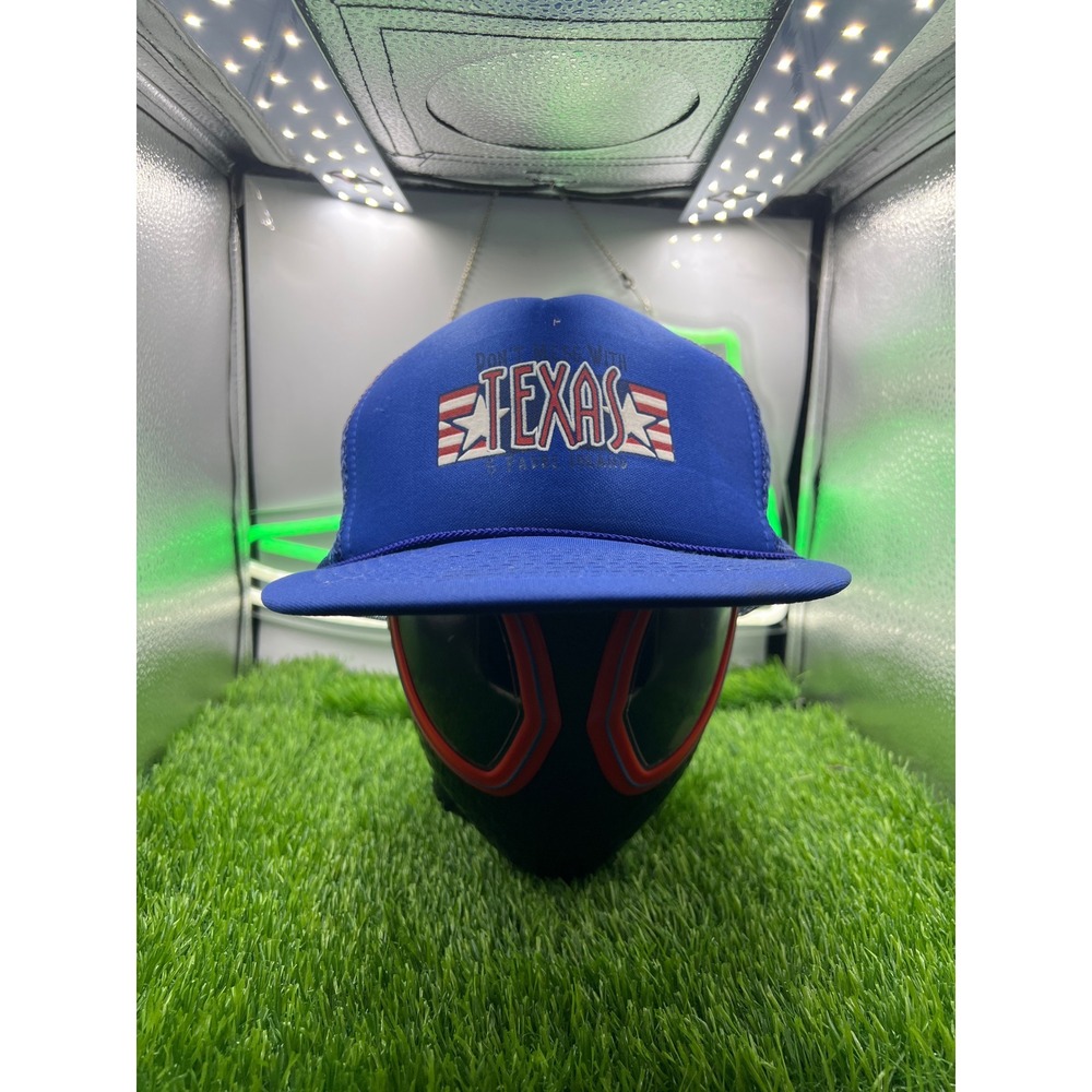 Vintage Texas Trucker Hat Mesh Back Black And Blue